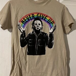 Halloween Michael Myers Never Give Up Mens T-Shirt size Small